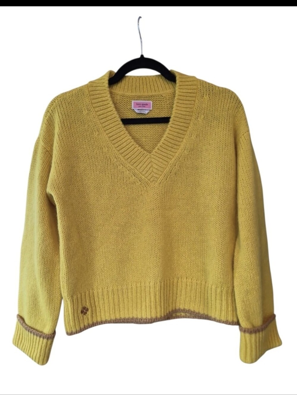 ​Kate Spade Alpaca Wool Sweater New York Yellow V-Neck Boho